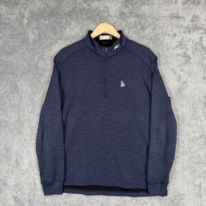 KJUS Pullover Mens 54 XL Heather Blue 1/4 Zip Mock Neck Performance Golf